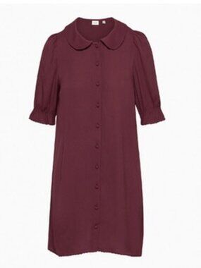 Wilfred Aritzia Poppins Dress Puff Sleeve Womens XS Burgundy 94730